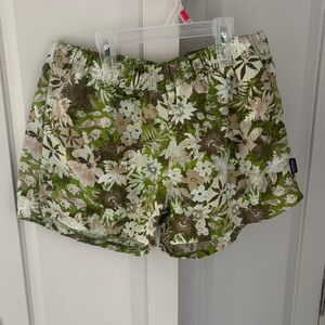 Patagonia Green Floral Athletic Shorts